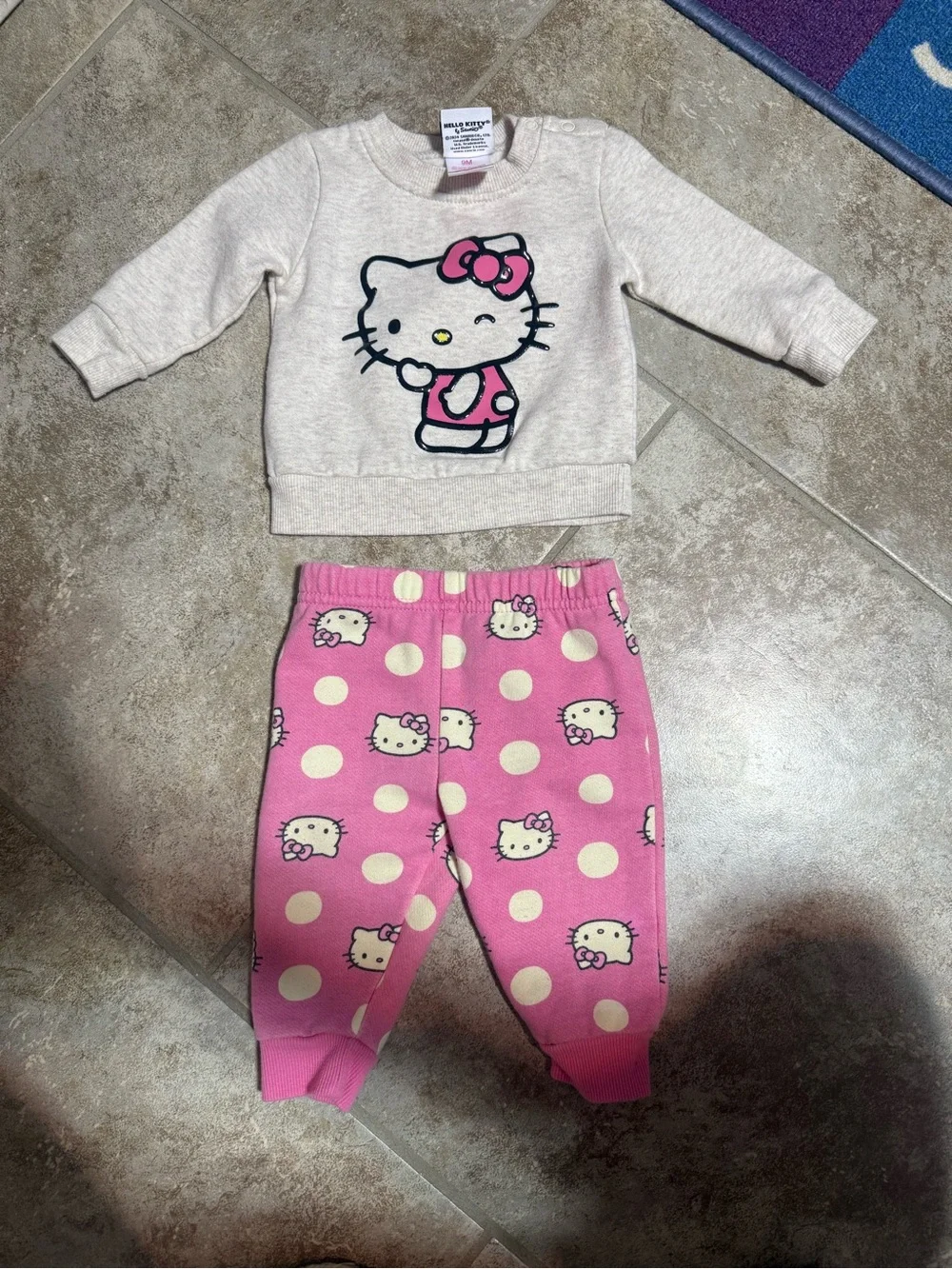 Kids Heart Print Pajama Set - Light Pink with Black Hearts